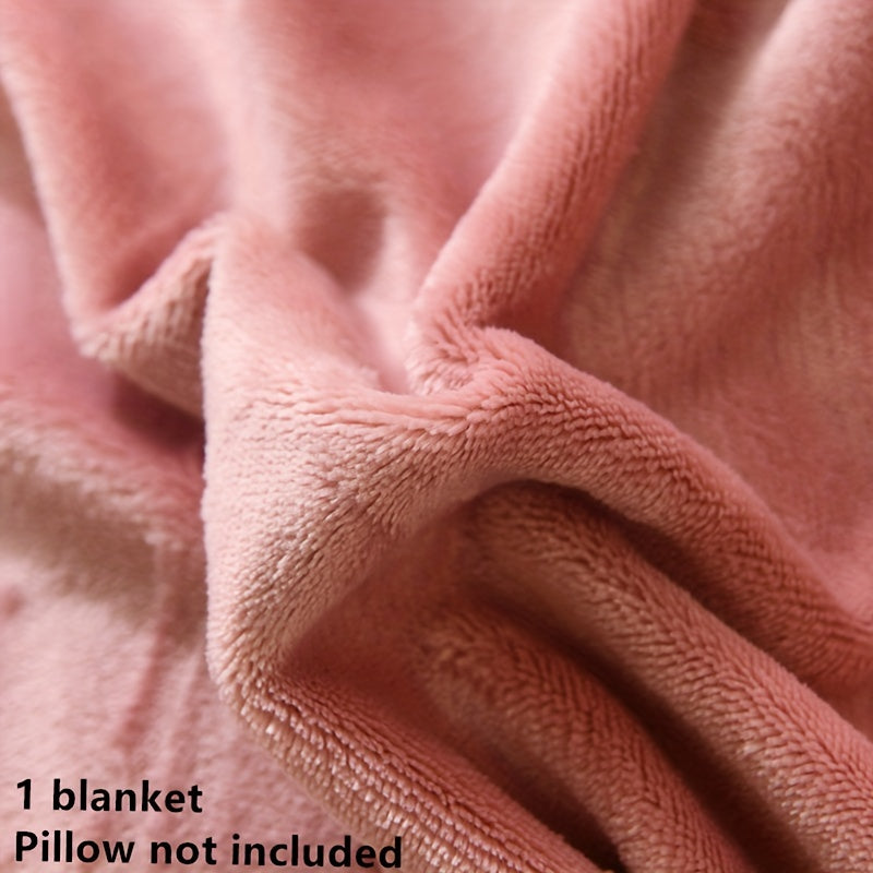 Versatile Double-Layer Soft Fleece Blanket - Ideal for All Seasons, Easy to Clean, Cozy Throw for Snuggling on the Sofa or Watching TV - Crafted from High-Quality Polyester Knit Fabric, Simple Elegance in Pink