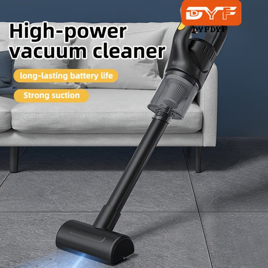 DYFDYF Handheld Cordless Vacuum Cleaner is a dual-use device for car and home, featuring a USB rechargeable 18650 lithium battery, strong 2.9 KPa suction, low 70dB noise level, and 0.1-0.2L