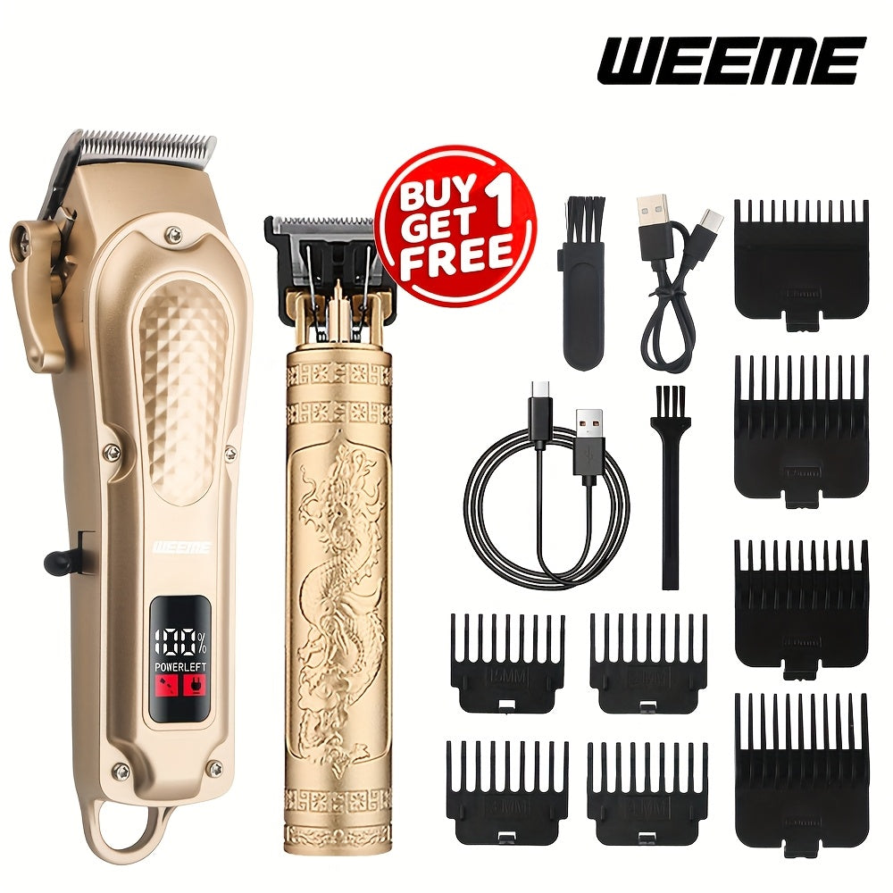 Introducing WEEME Men's Haircut Kit: USB Charging Hair Clipper Set with LCD Display. Includes Trimmer, Shaver, and T-shaped Trimmer. Perfect gift for Valentine's Day or Lunar New Year