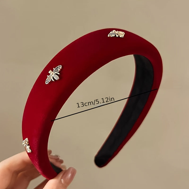 1pc Elegant Red Bee-Embellished Headband - Chic Hair Accessory for Valentine's Day and Casual Wear