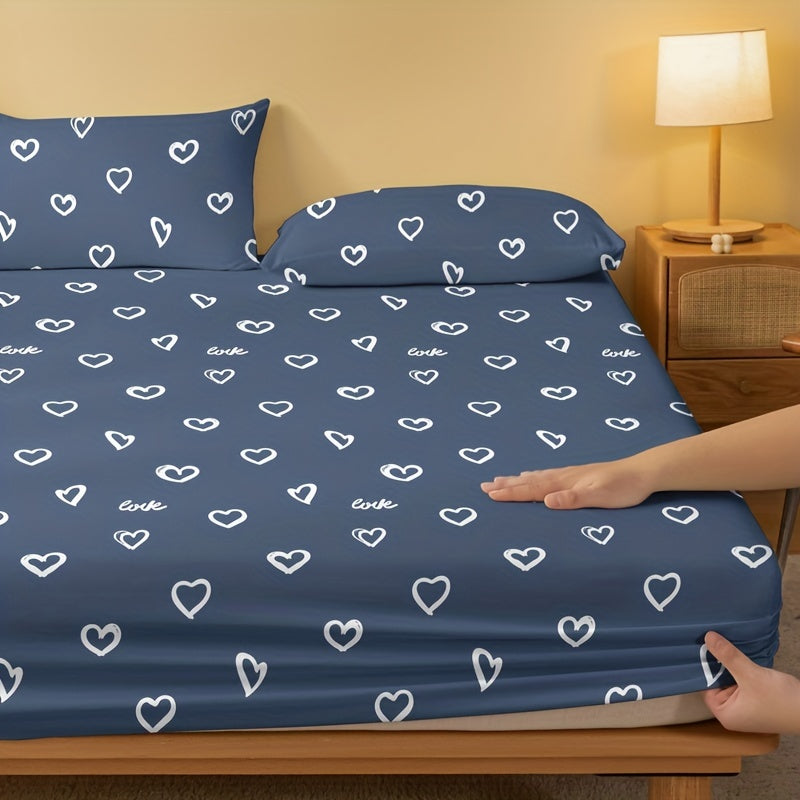 One piece of Simple Love Print Brushed Fitted Sheet, providing soft and comfortable bedding for your mattress. This protective cover is perfect for bedroom or guest room use, with deep pockets for a secure fit. Includes fitted bed sheet only.