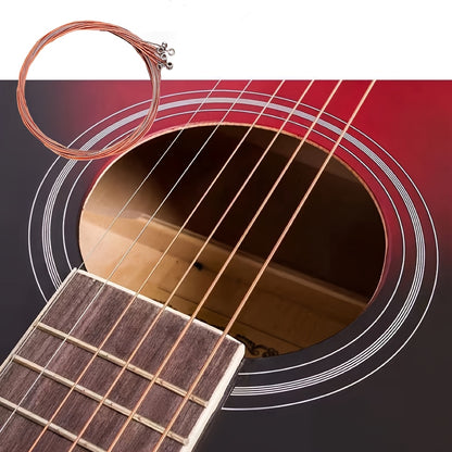 6-Pack Durable Acoustic Guitar Strings Set - Copper Core Steel Strings for Acoustic Guitars - High-Quality Accessories