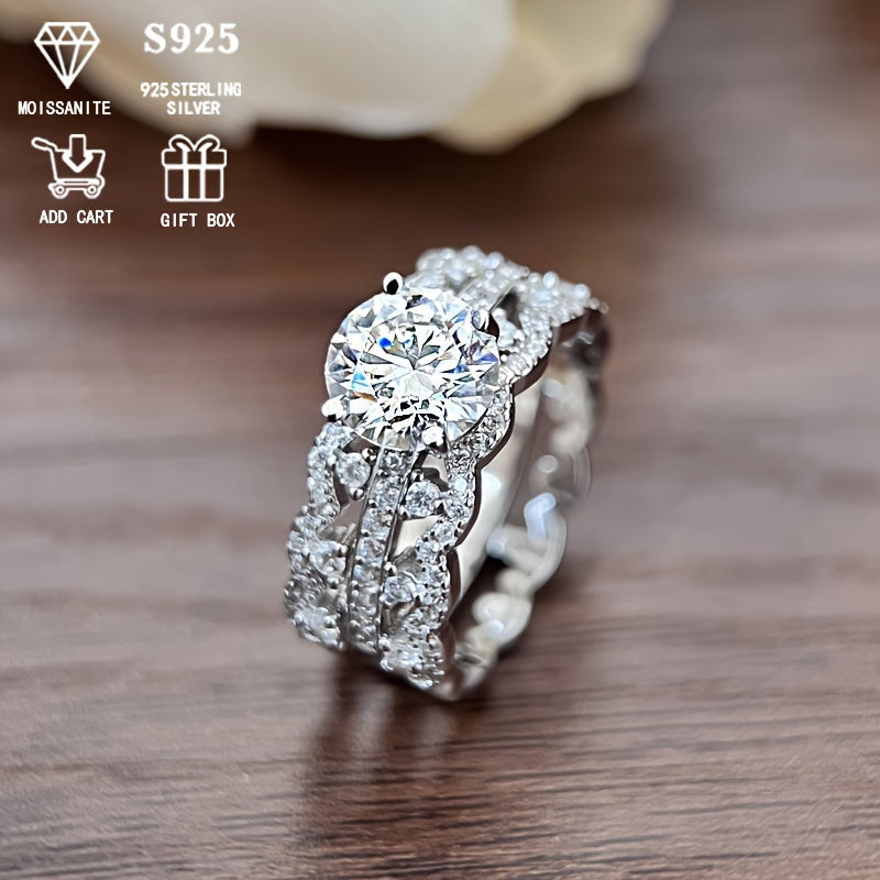 This elegant 2ct Moissanite semi-set flower women's ring is made from approximately 5.6g of S925 pure silvery low allergy material. Designed in a bohemian style, this fashion piece is perfect for daily wear, parties, music festivals, and more. It makes a