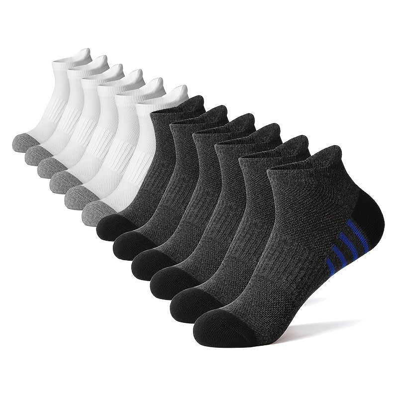 Men's casual striped sports socks, breathable and soft, ideal for summer fitness.