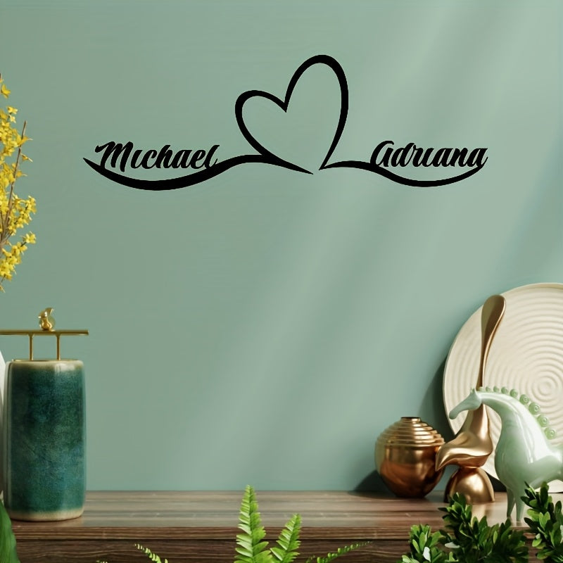 Customize your space with a personalized iron metal sign featuring the names of the couple and a heart design. Perfect for adding a romantic touch to your bedroom or as a wedding or newlywed gift. This love-inspired home decor piece is sure to bring joy