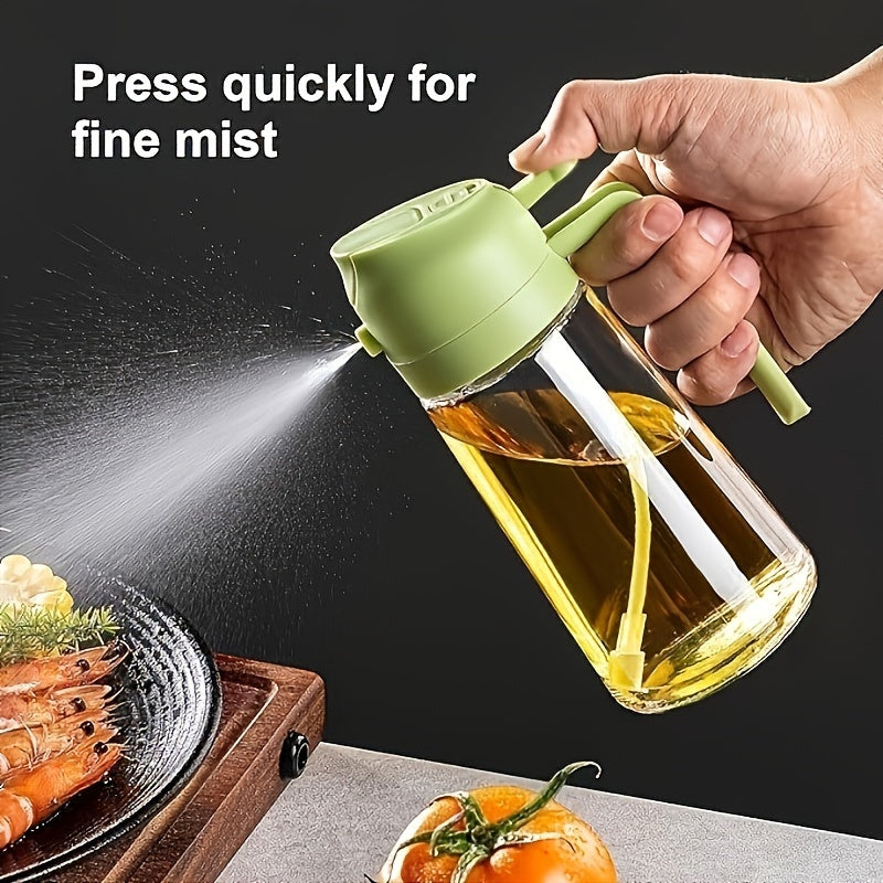 Olive Oil Dispenser and Sprayer Combo - 15.8oz BPA-Free Plastic, Ideal for Cooking, Salads, Frying, BBQs, Flavor Infuser, and Pouring Bottle