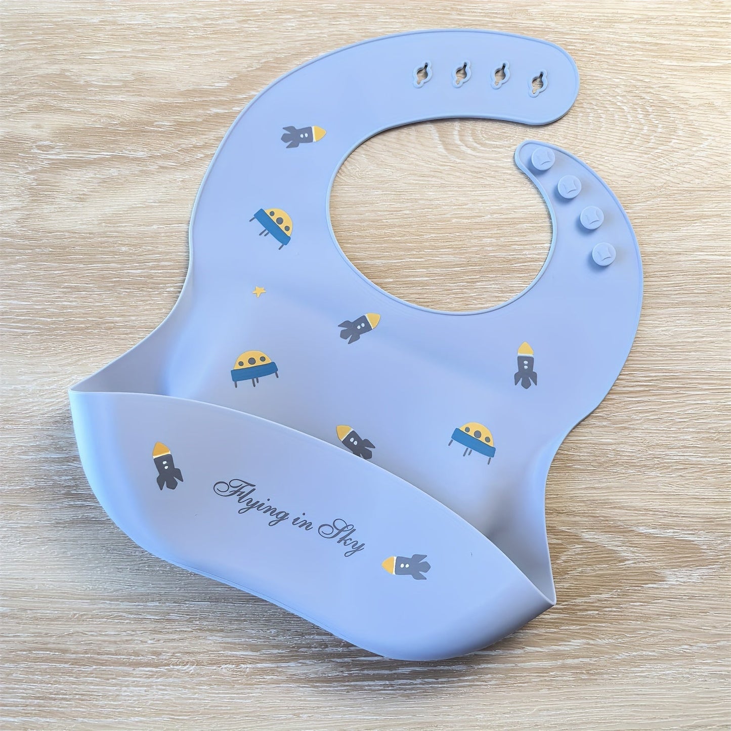 Adjustable Goldcolin Silicone Bib for Kids - Waterproof with Cute Print and Button Closure - Ideal Feeding Accessory