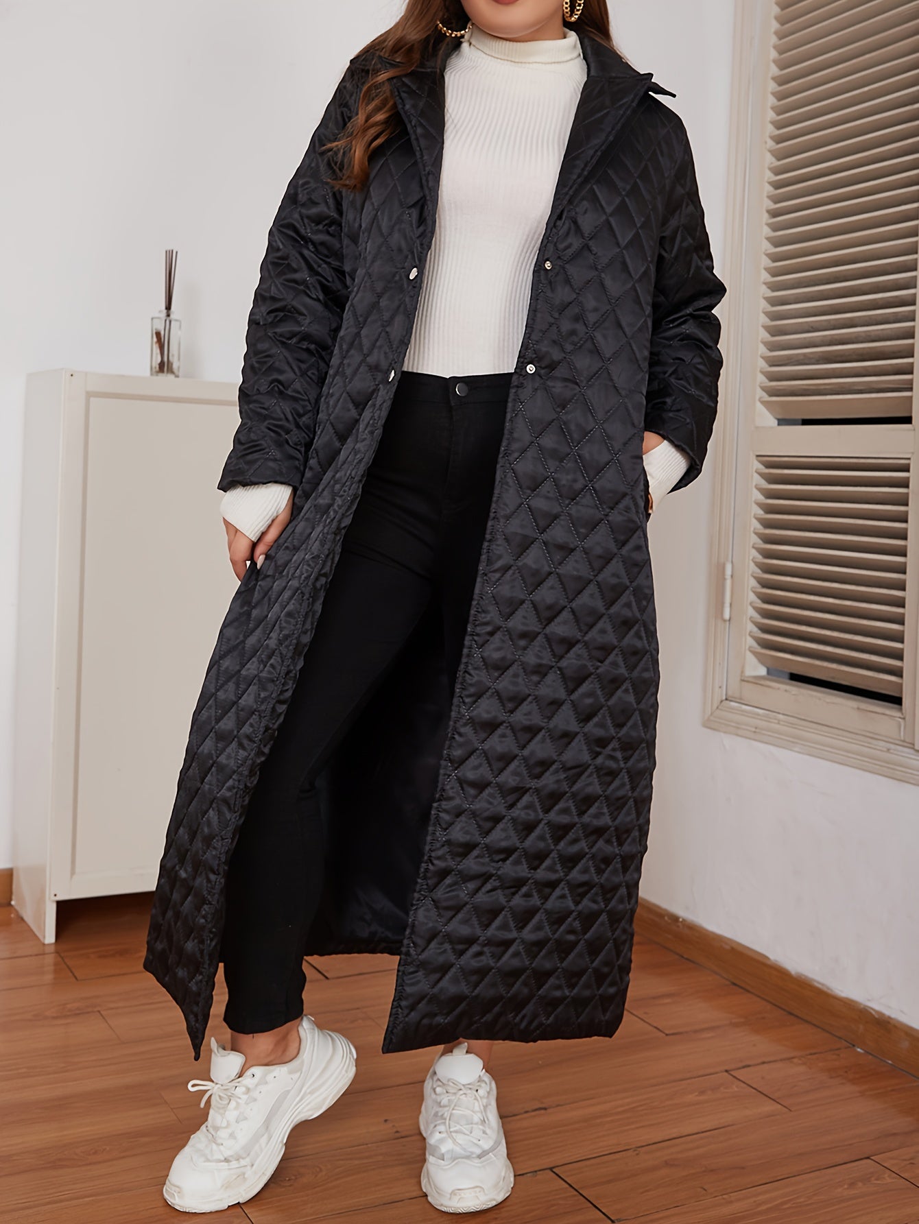 Long coat for plus sizes.