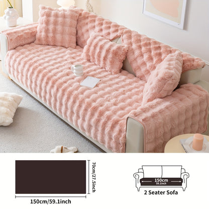 1pc Thick Plush Sofa Cover - Imitation Rabbit Material, Perfect for Winter, Protects Furniture in Bedroom, Office, Living Room.