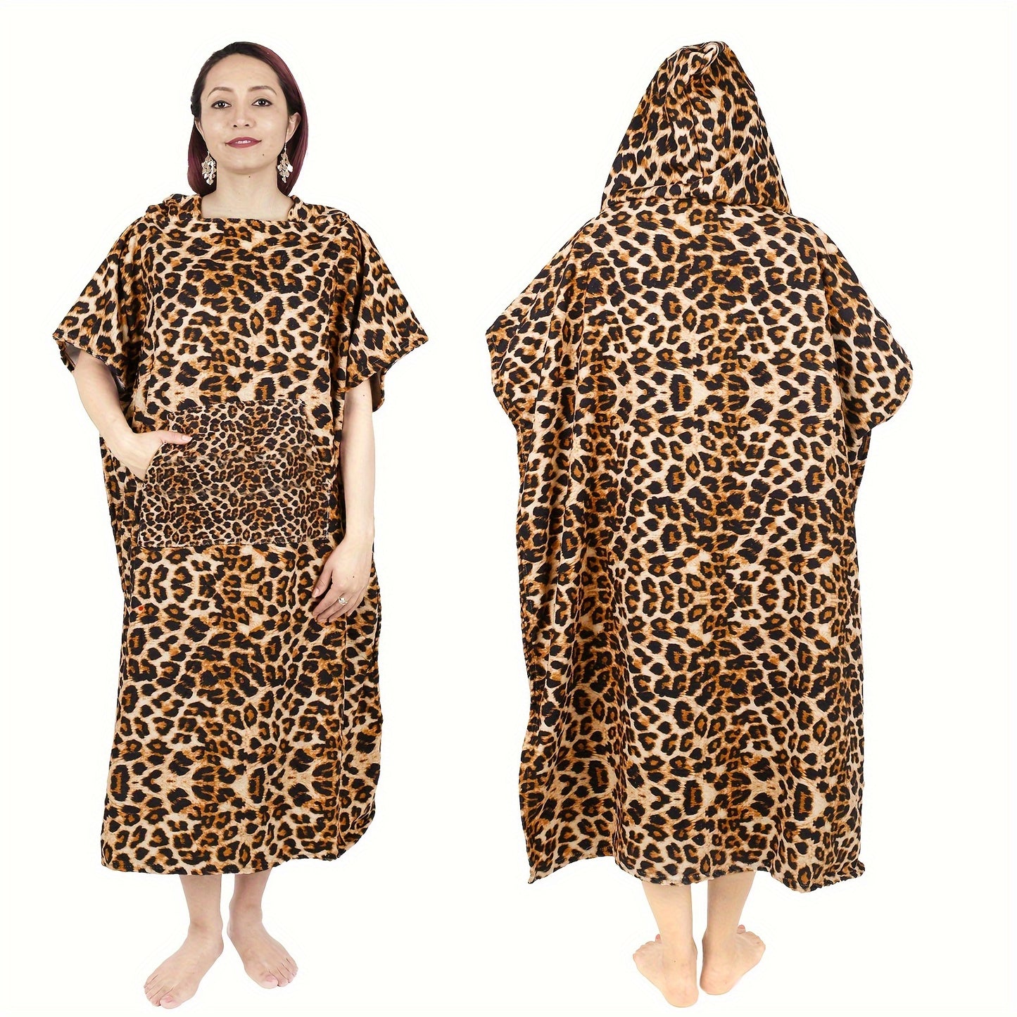 1pc Hooded Bathrobe with multiple styles, soft absorbent pajamas loungewear that can be worn as a bath towel, beach blanket with pocket, long robe for home, beach, or outdoor activities, and can also be used as a sauna kilt or spa wrap for women.