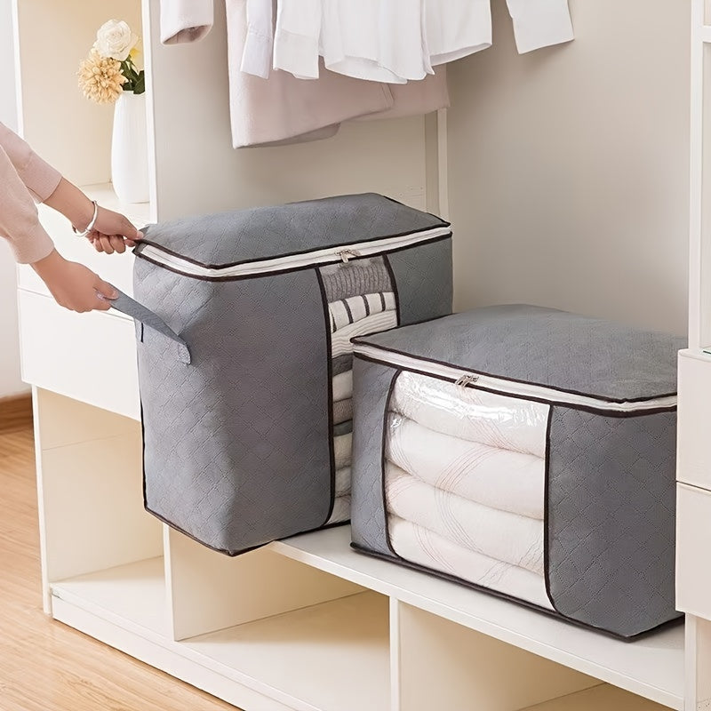 Canvas storage box with zipper in classic style - versatile non-waterproof rectangular organizer for clothing and accessories, ideal for under-bed storage.