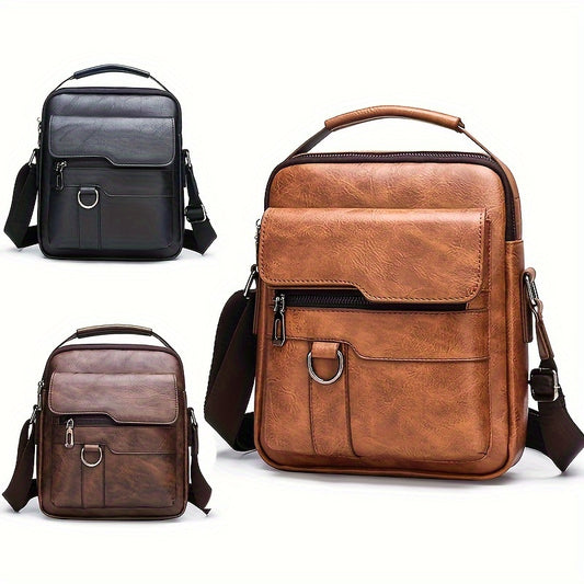 Men's Casual Shoulder Bag, Large Capacity Waterproof PU Crossbody Bag, Fashionable and Versatile.