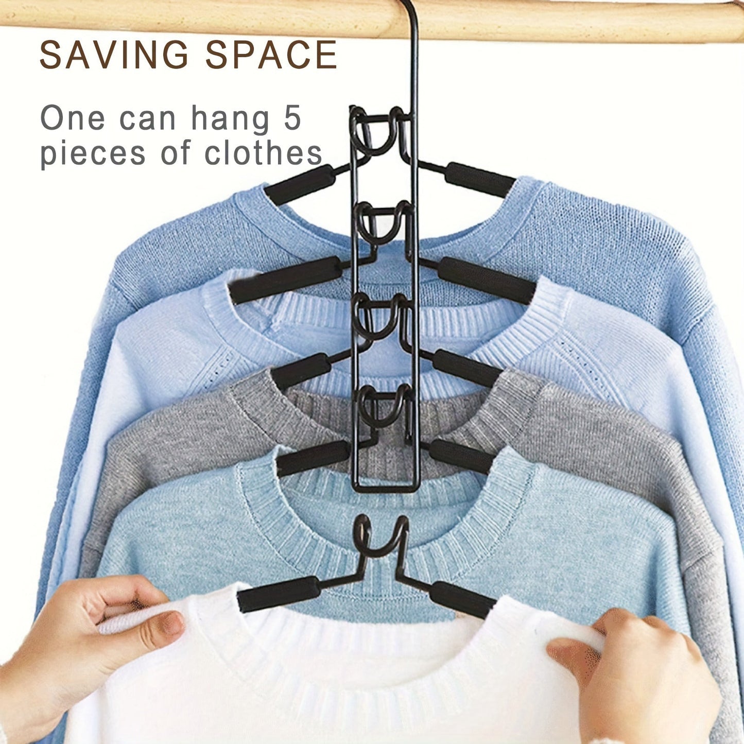 Detachable Clothing Hanger with 5 Tiers, Organize Your Wardrobe with this Space-Saving Metal Organizer, Features a Polished Finish, Perfect for Hanging Multiple Layers of Clothing in Your Home or Dorm Room.