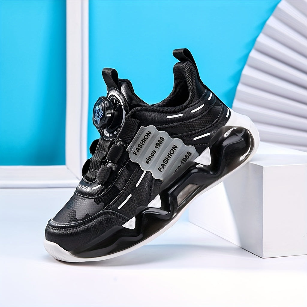 Ultra-light running shoes for boys with rotating buckle, breathable and non-slip sole, ideal for outdoor activities in the Fall/Winter season.