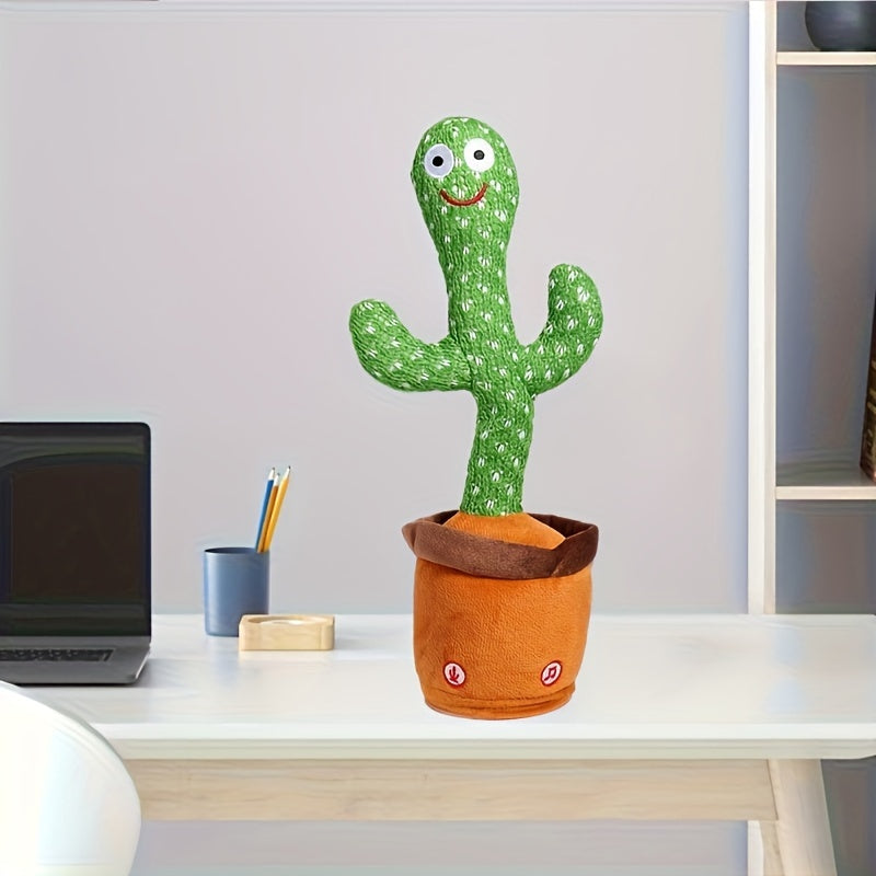 Herobaby Interactive Talking Cactus Toy for 3-6 Months, Green, LED Singing & Recording, Dance Imitation, Textured Fabric, Cute and Interactive.