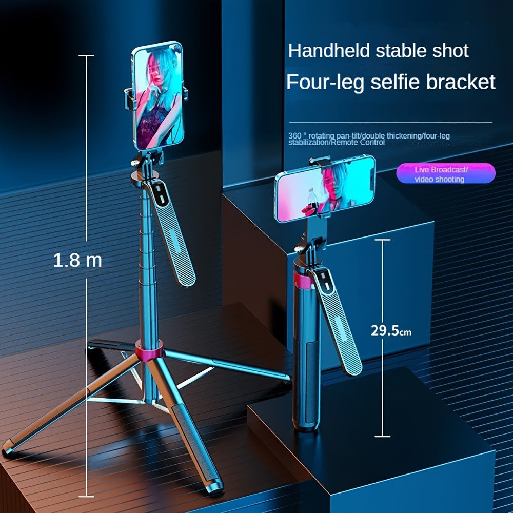Алюминиевая ручка самосброса с беспроводным пультом, перезаряжаемым аккумулятором и универсальным штативом для телефонов для прямых трансляций и видеозаписи с умными телефонами размером 4,7-7 дюймов.