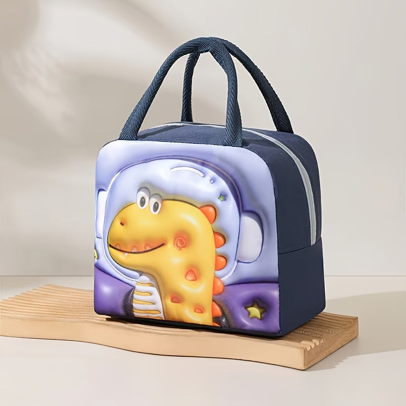 Cartoon Animal Print Lunch Bag - Keep Your Food Fresh and Insulated! Perfect for Students and Office Workers. Made from Waterproof Polyester with Foil Lining, Easily Hand Washable.