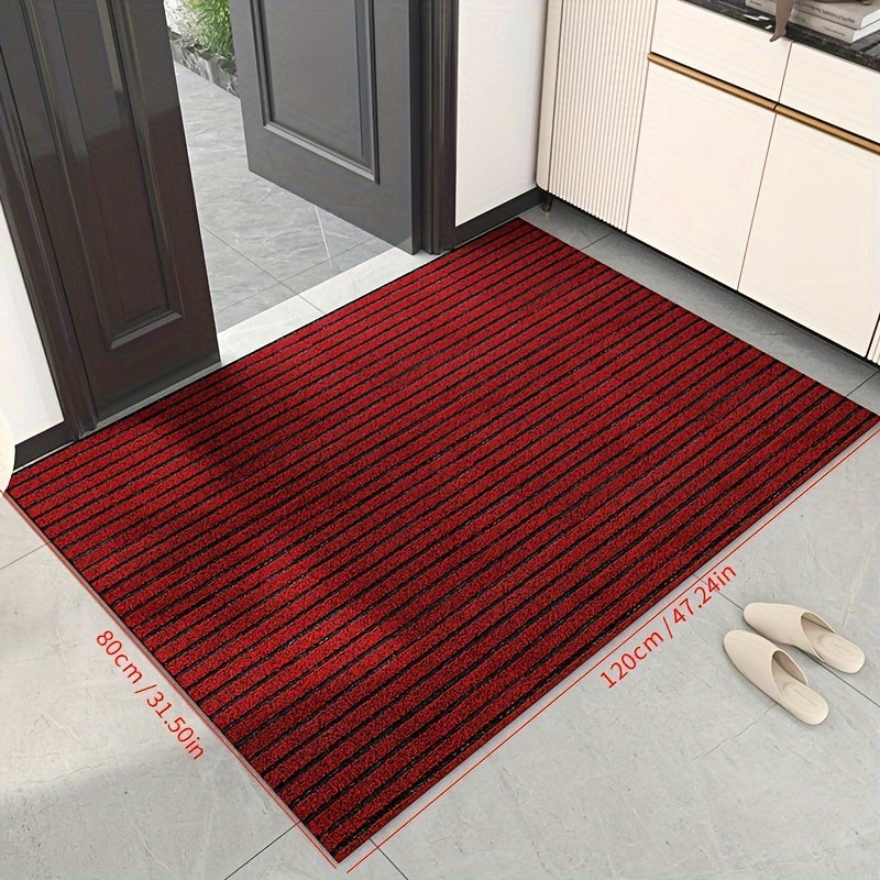 This durable and dust-resistant floor mat features a striped design, making it a stylish addition to any outdoor entrance or front porch. The waterproof and non-slip material ensures safety, while the mat's durability and easy-to-clean qualities make it