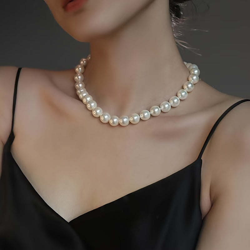 Exquisite French-inspired 12mm Freshwater Pearl Necklace in Vintage Style - Ideal for Daily Wear or Special Events. Makes a Sensual and Stylish Valentine's Day Gift, Comes with a Surprise Jewelry Box