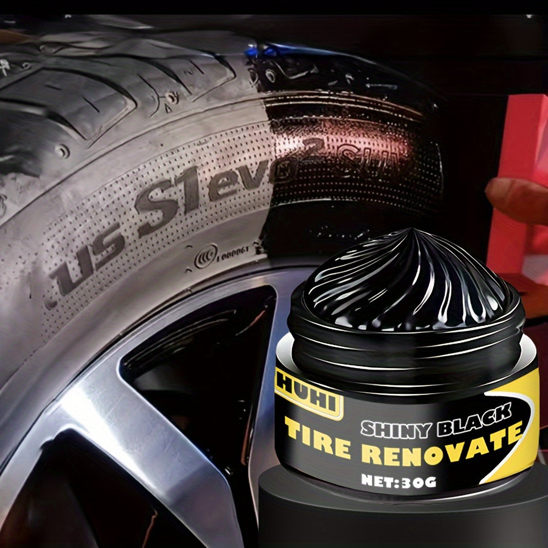 HUI Tire Renewal Wax: Shiny, long-lasting protection for car and motorcycle tires. Restores appearance, covers white hair, prevents cracking and aging. 30g size.