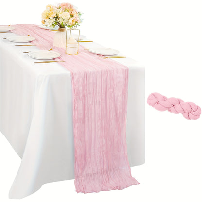 Stylish Boho Cheesecloth Table Runner - 1pc, Semi-Sheer Polyester, Ideal for Special Occasions