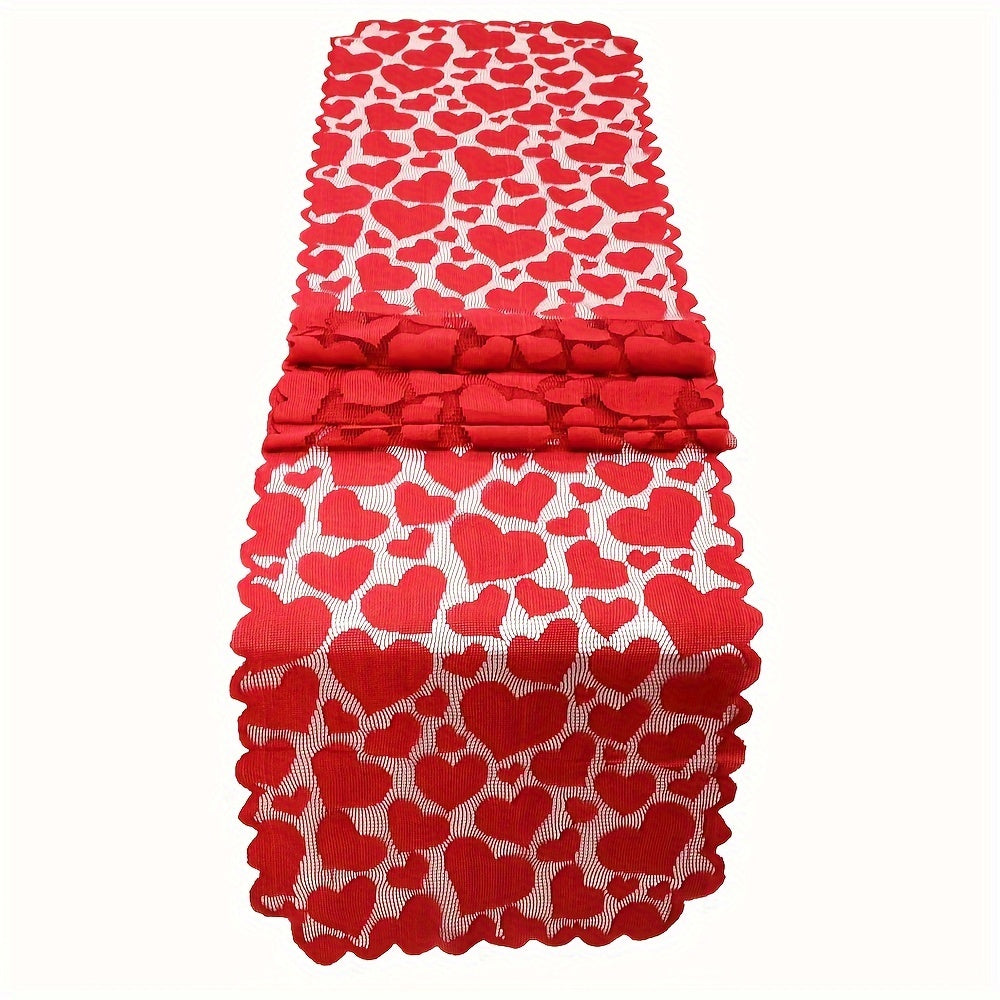 Valentine Heart lace table runner for home decoration.