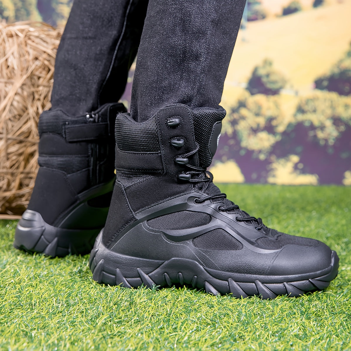 Versatile men's high-top boots for hiking and adventure, with durable EVA sole.