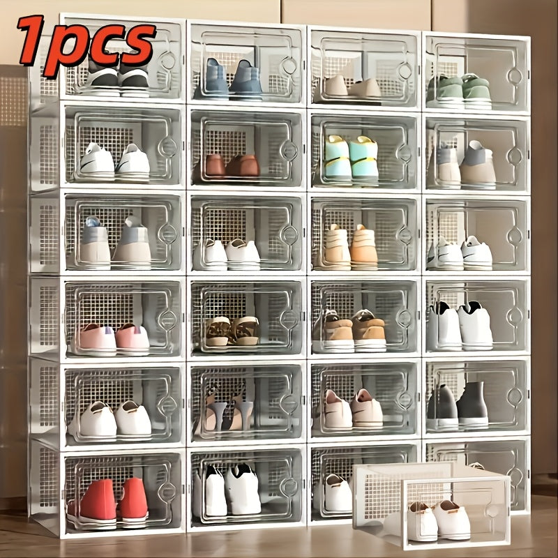 A range of multifunctional household furniture is available in sets of 4, 12, or 18 pieces. These stackable shoe rack storage boxes are waterproof and dustproof, making them perfect for sports shoes. The rectangular plastic shoe cabinets have snap