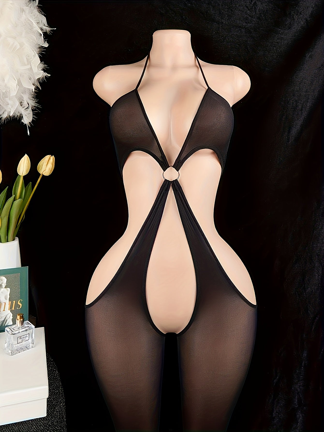 Seductive lingerie, crotchless jumpsuit, and sexy bodysuit for women.