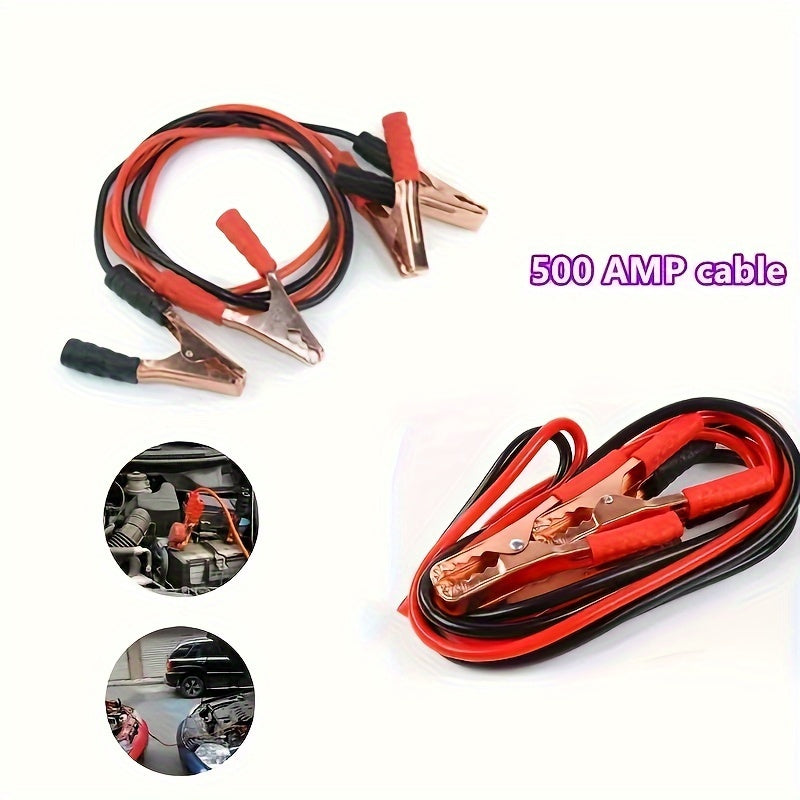 500A jumper cable for cars with battery clamp connection, max 36V voltage, no battery included, hardwired power supply, auto accessory.