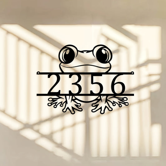 Personalized Metal Wall Decoration featuring Adorable Frog Design - No Power Supply Needed! Perfect for Home or Office Decor. Includes Traceless Double-Sided Tape for Easy Installation without Drilling.