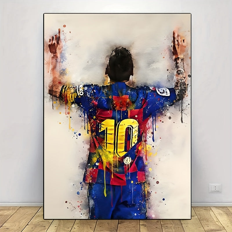 Vibrant football star canvas poster, ideal for modern home decor and sports enthusiasts.