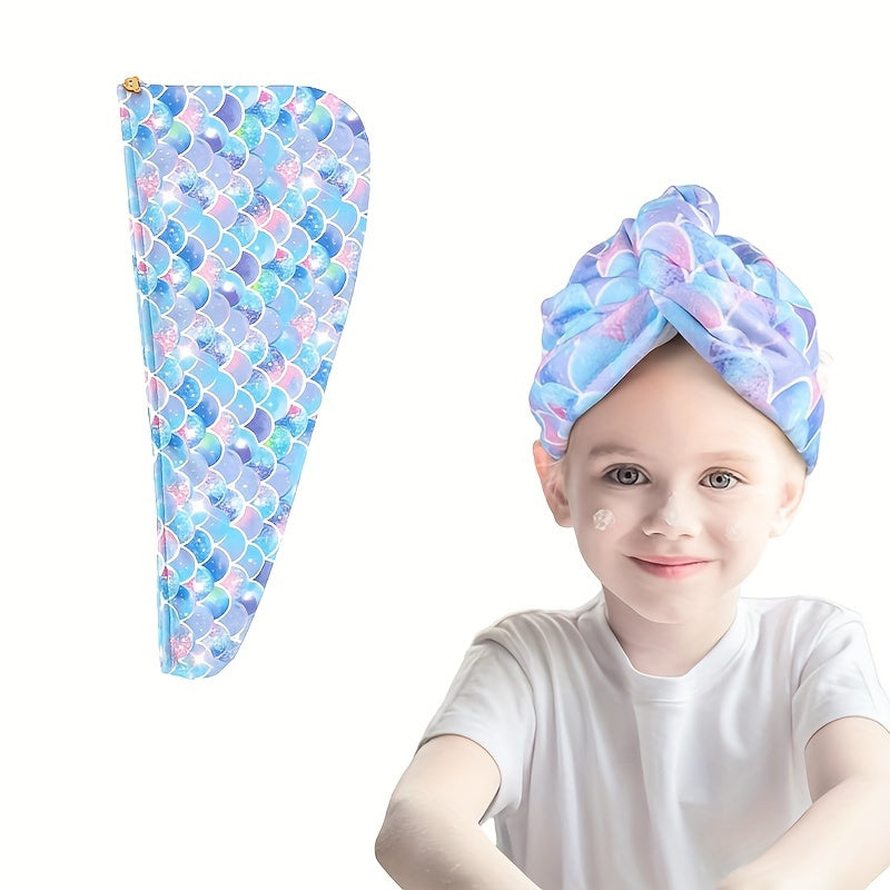 Mermaid-themed Cartoon Microfibre Hair Towel: Wrap, Rapidly Drying Turban