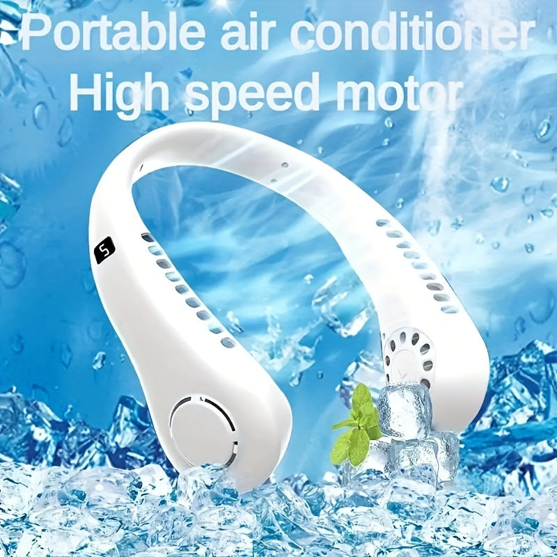 One-piece, sleek design, perfect for summer at home, on-the-go, or while working or studying. The Hanging Neck Fan features 5-speed wind adjustment, an LED display, and an ultra-lightweight body for all-day wear. Ideal for keeping cool during summer