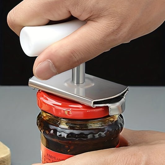 Multi-functional rotary cap opener for kitchen use, saves time and effort.