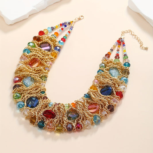 Get your hands on this beautiful hand-woven colorful necklace, perfect for adding a touch of bohemian style to any outfit. This stunning piece is the ideal jewelry decoration for any lady in your life - make it the perfect gift for your girlfriend today!