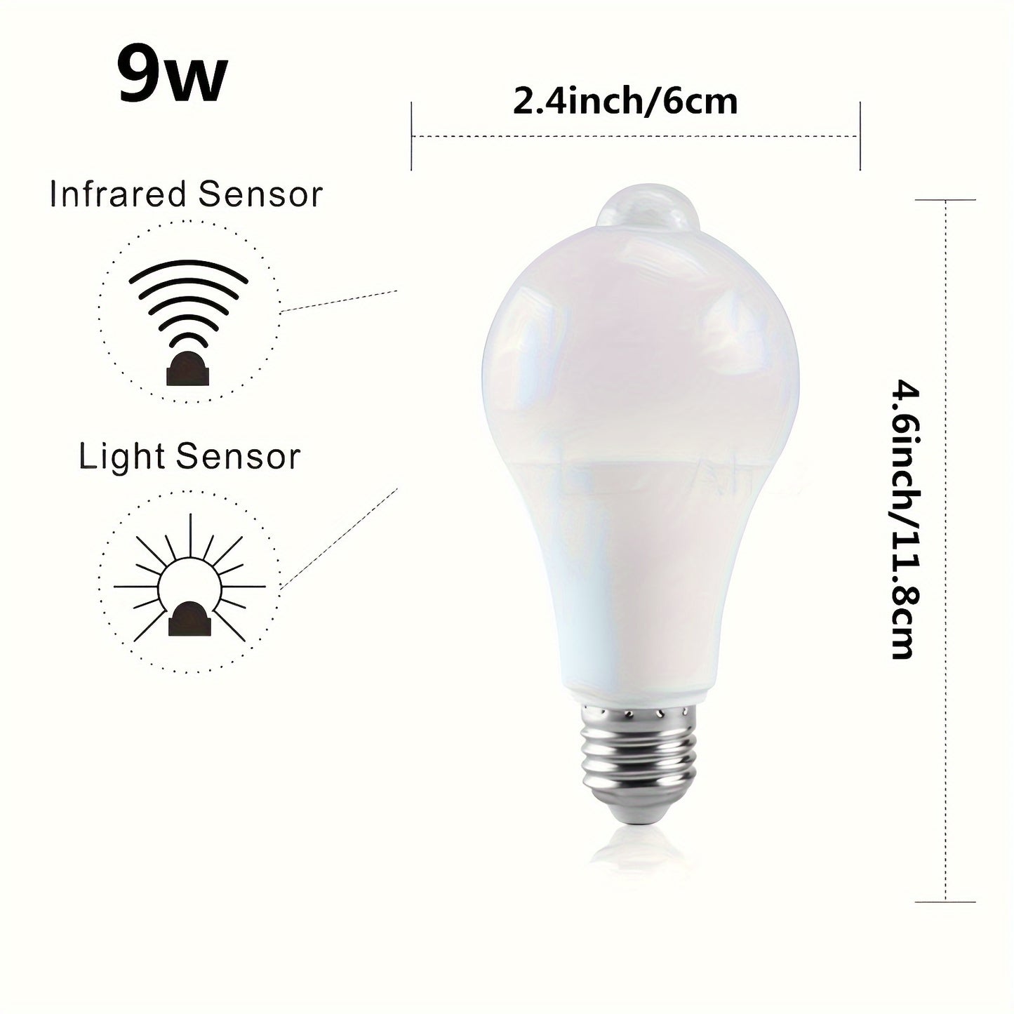 New Human Body Sensing LED Bulb, E27 Screw Mouth, Suitable for Corridors, Passages, Studios.