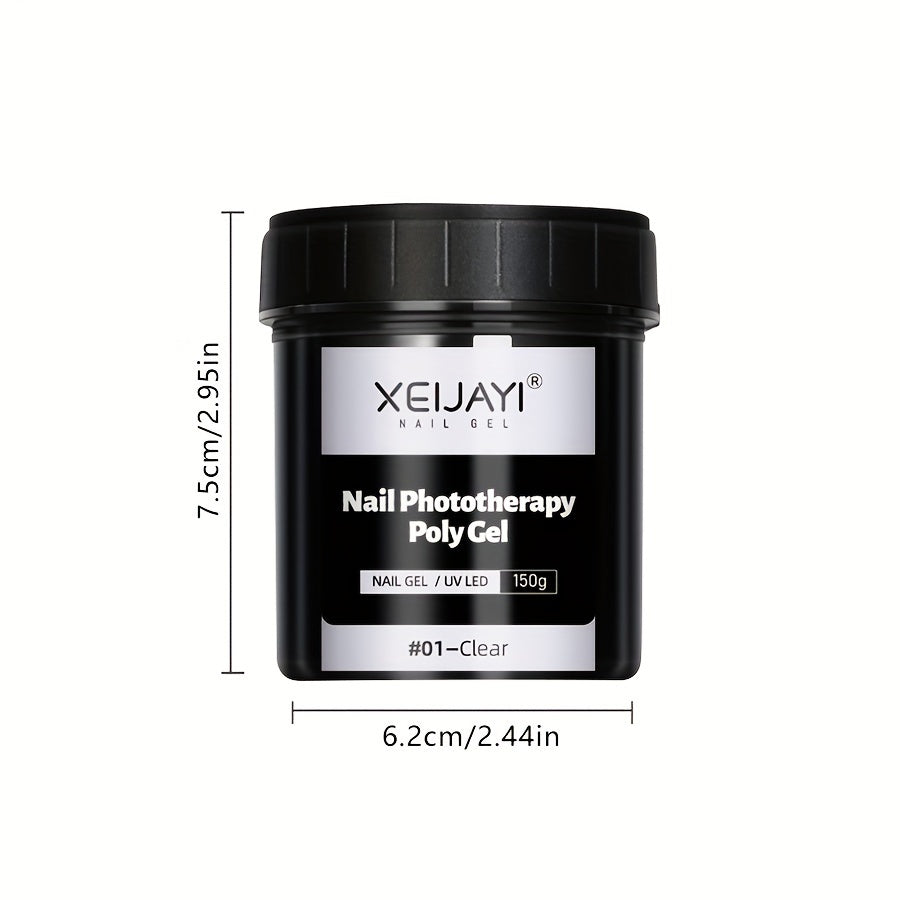 XEIYAI 150g Nail Phototherapy Polygel Gel offers pain-free construction and a glossy finish. The UV solid acrylic gel features a heart pattern and round shape, making it lightweight and