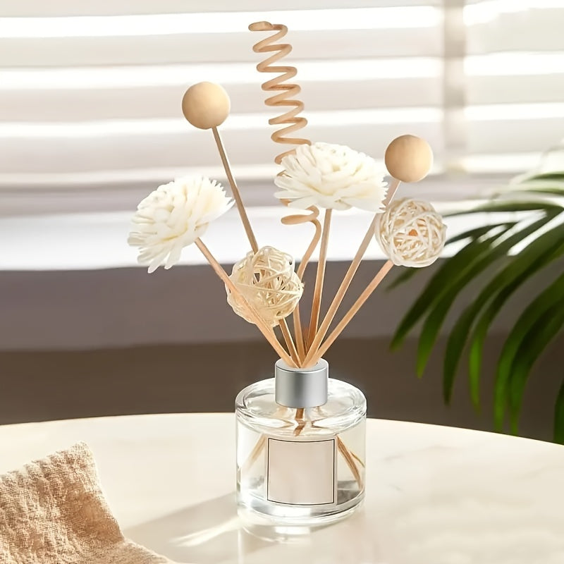 DIY Aromatherapy Set: Includes 10 Flameless Reed Diffuser Sticks, Rattan Balls & Branches for Home Decor