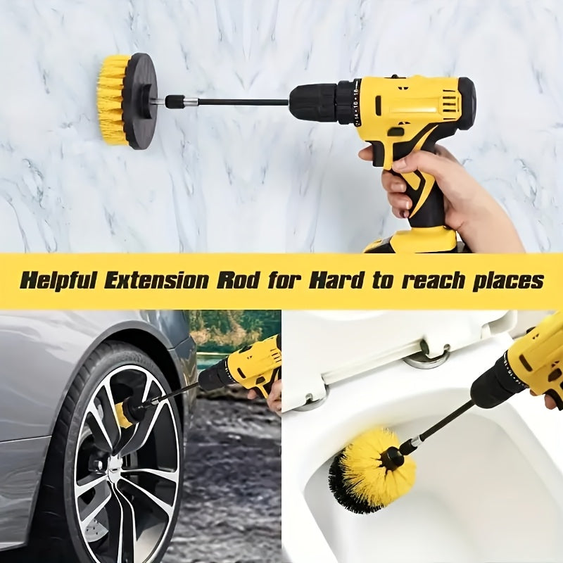 Set of 15 Drill Brush Attachments, includes Multi-Purpose Scrub Pads and Buffing Pads, Power Scrubber with Extension. Perfect for Car Polishing, Cleaning Supplies, and ideal for use in Living Room, Bedroom, Bathroom, Toilet, Kitchen, and Patio. No