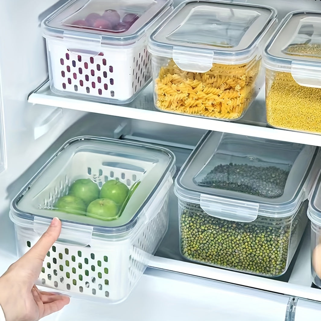 Keep your kitchen organized and your food fresh with these 3 multifunctional sealed fresh-keeping boxes for fruits and vegetables. Designed with a drainage tank and refrigerator storage box, these boxes will help you keep your produce fresher for longer.