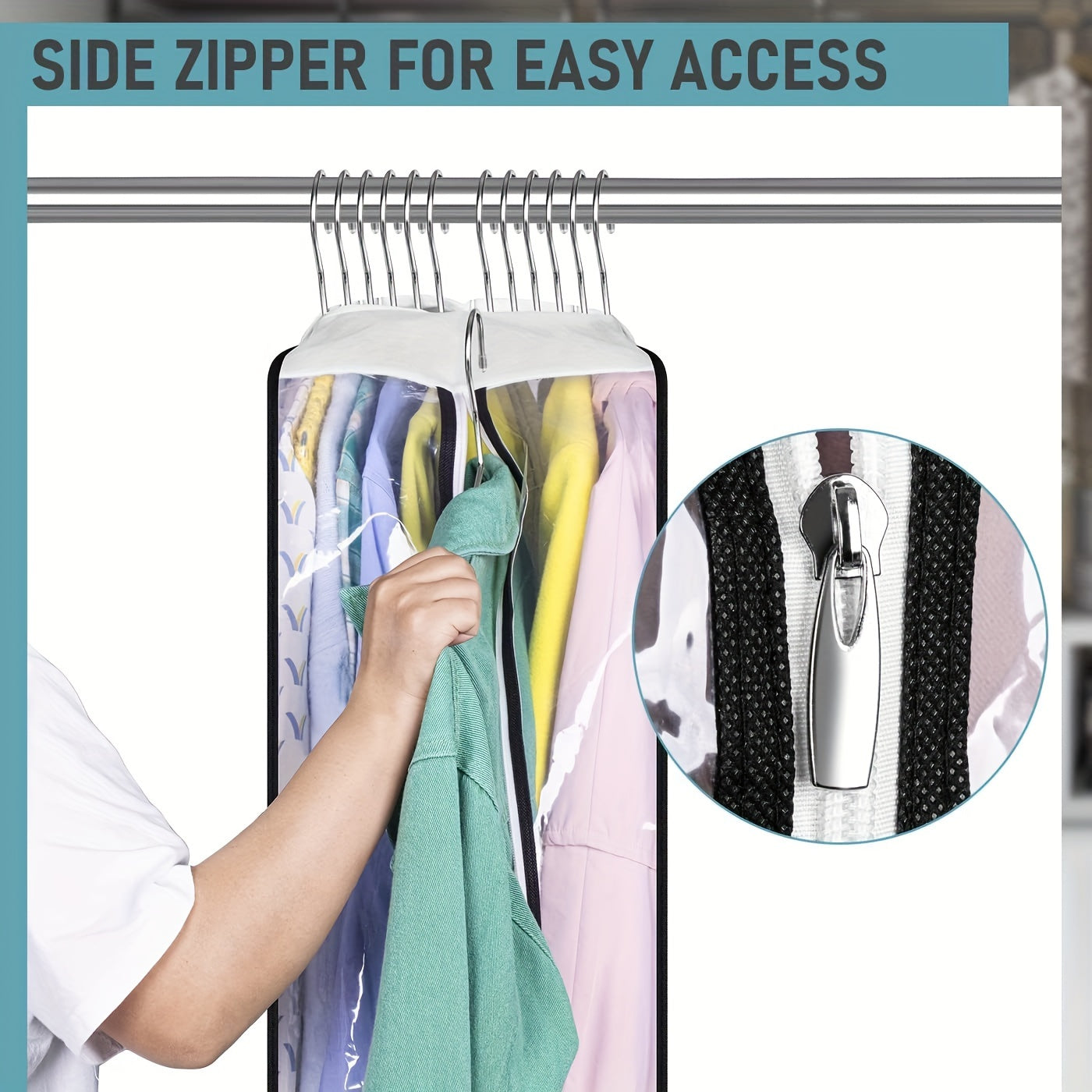 Clear Plastic Garment Bag with Zipper Closure - Ideal for Wardrobe Storage of Suits, Coats, Dresses, Shirts, and More