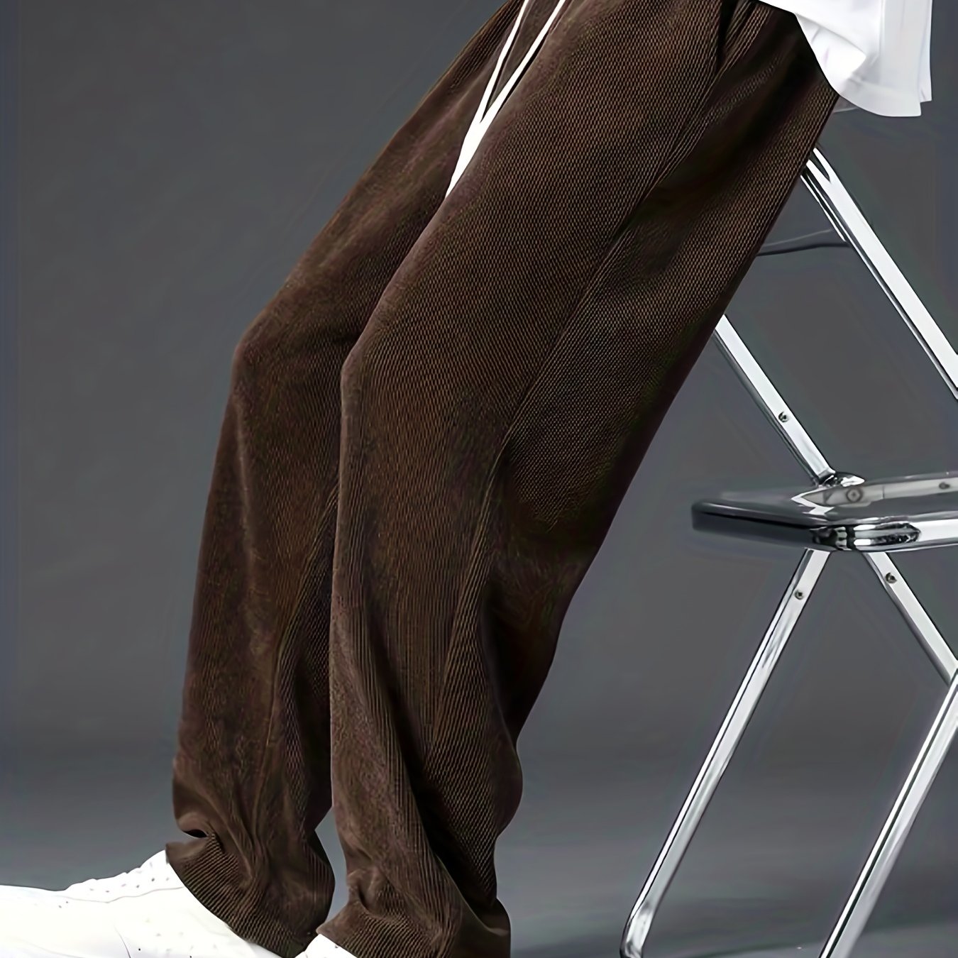 Casual loose fit corduroy pants for men with chic straight leg.