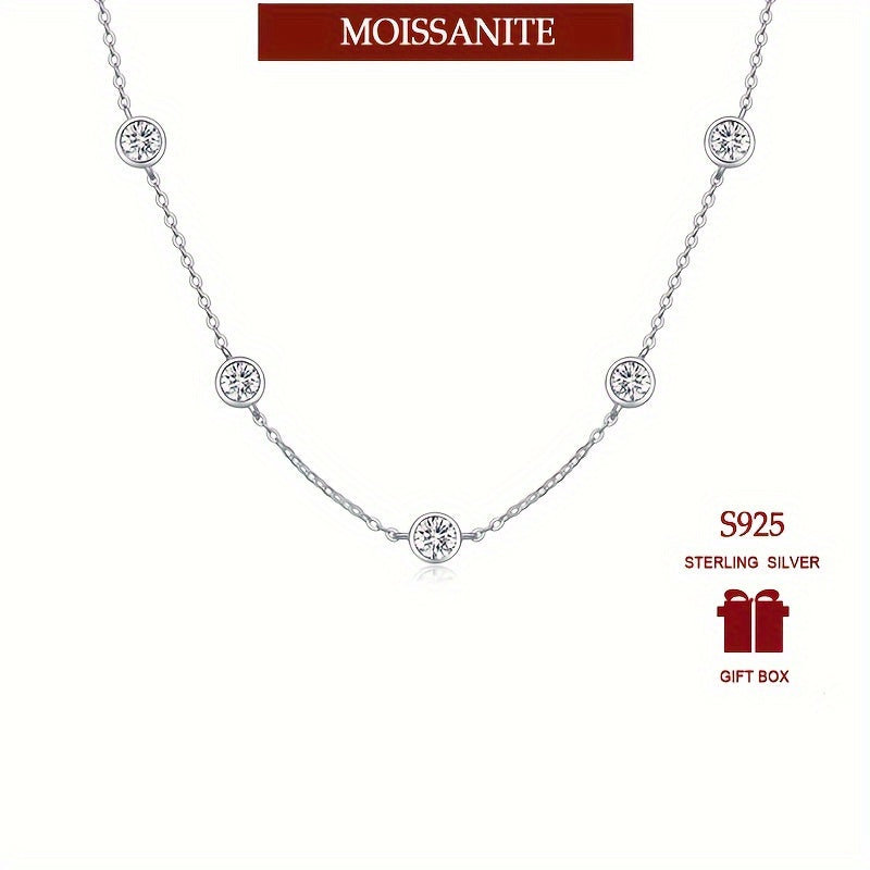 Stunning 925 Sterling Silver Necklace with 2.5ct Moissanite Pendant, Perfect for a Fashionable, Elegant and Trendy Look. This Clavicle Chain is designed with a Sense of Premium Personality, Leisure and Light Luxury. Embrace a Romantic and Gorgeous