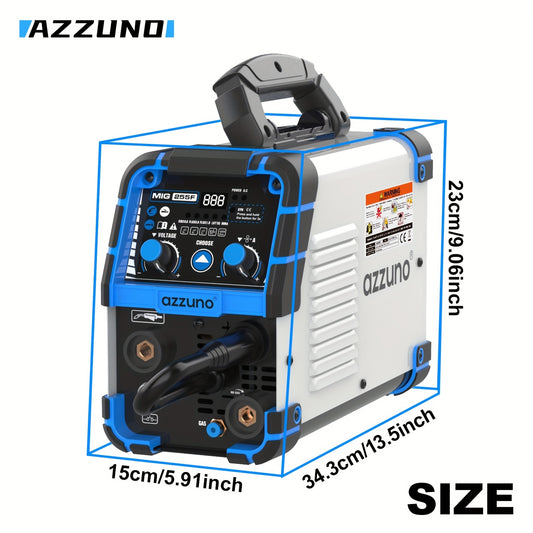 The AZZUNO MIG-255F is a versatile 4-in-1 CO2 gas shielded welding machine that is small, portable, and adjustable. It can perform MIG gas welding, MIG airless welding, MMA, and TIG LIFT