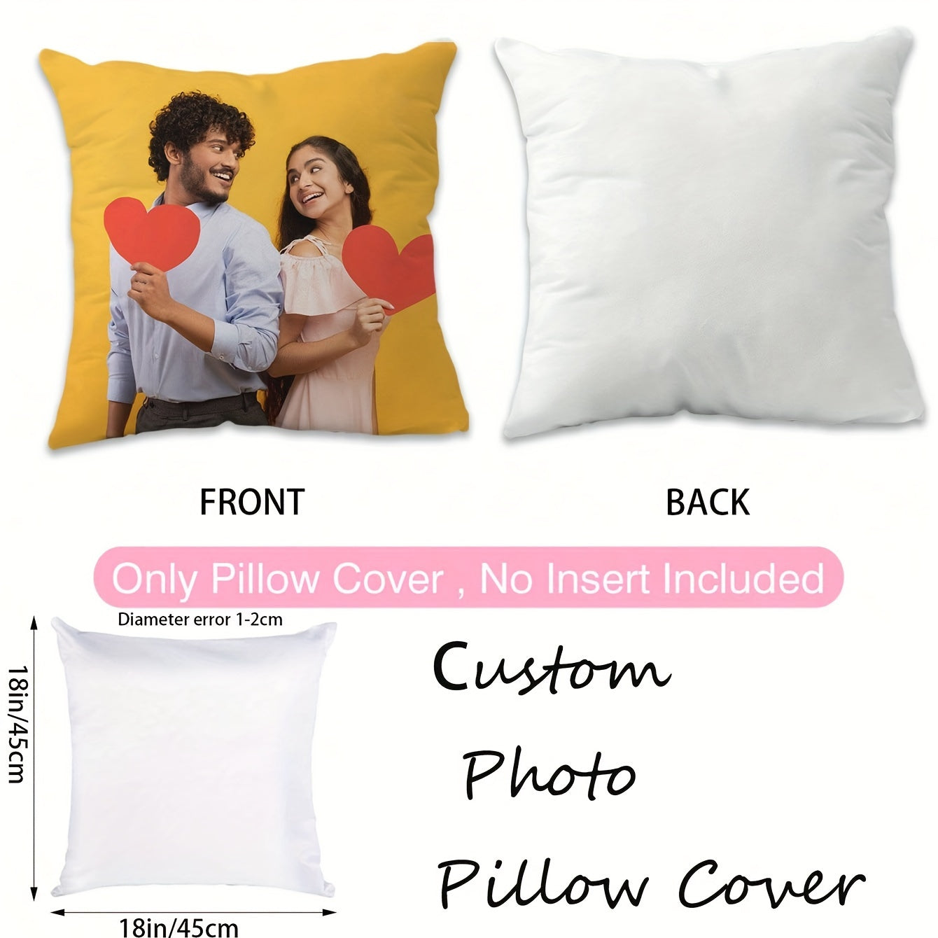 1 piece of personalized pillowcase featuring custom pictures and text, perfect as a Valentine's Day or wedding anniversary gift. Ideal for a holiday homemade gift, this single-sided printed pillowcase does not come with a pillow core. The dimensions are