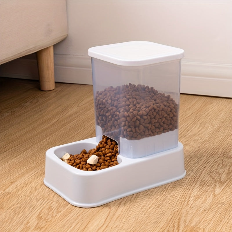 Convenient 2-in-1 Pet Feeder & Water Dispenser for Cats and Dogs - No Batteries Needed, Durable Plastic, Fresh Water Fountain and Food Storage Bowl, Perfect for Indoor Use