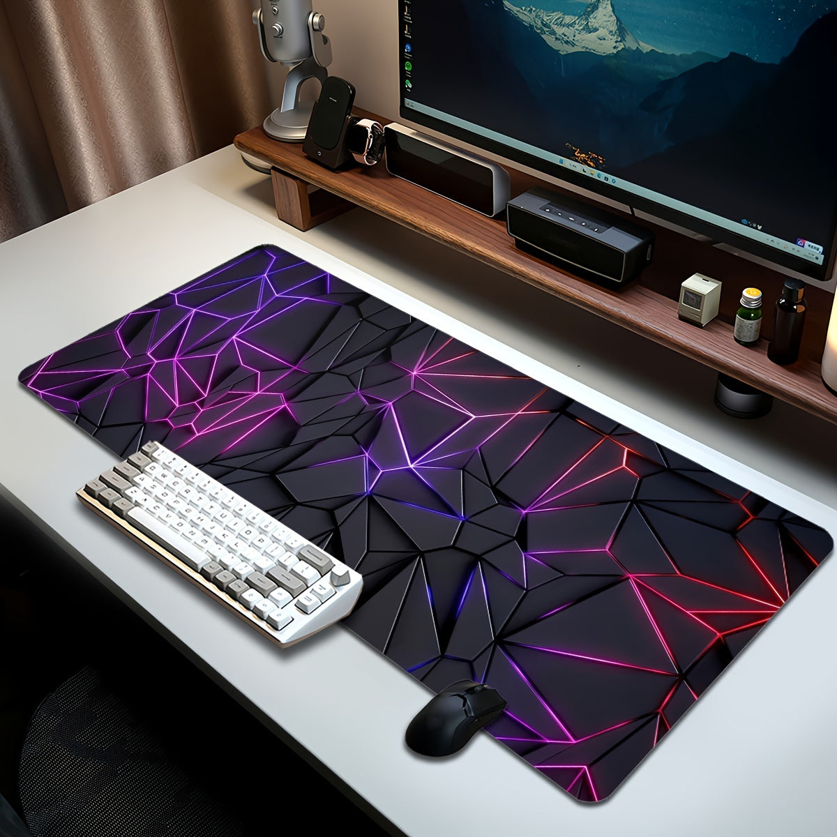 Durable, large, stylish geometric mouse pad for computers and laptops - waterproof, non-slip, perfect for gamers or office use.