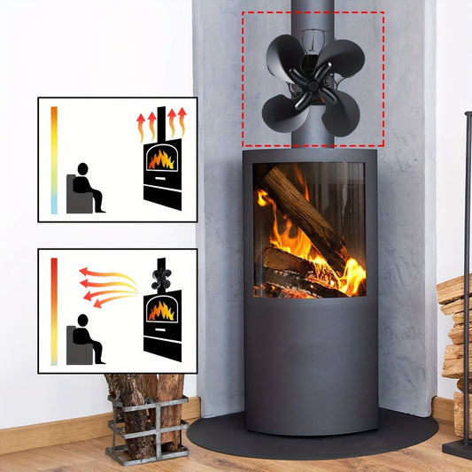 Upgrade your stove with our heat driven 4 blade fan design for silent operation. This fan efficiently distributes heat from your stove, wood burner, or fireplace. Enjoy a silent flue fireplace fan with high efficiency heat distribution.