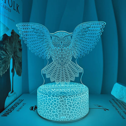 3D Wing Owl Night Light, USB Lamp Gift for Friends